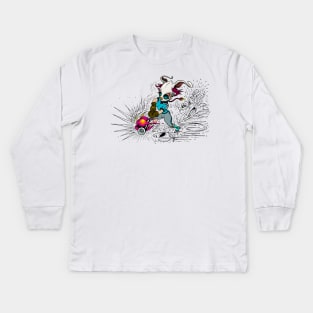 SKATING BLOODY RABBIT 019 Kids Long Sleeve T-Shirt